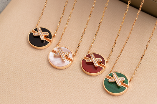 [Plus&Max]JEUX DE PINK GOLD DIAMOND NECKLACE