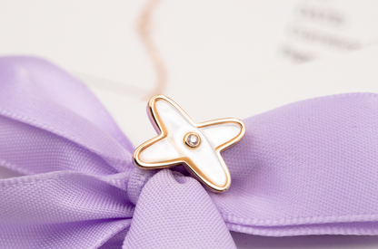 [Plus&Max]JEUX DE WHITE MOP ROSE GOLD DIAMOND EARRINGS