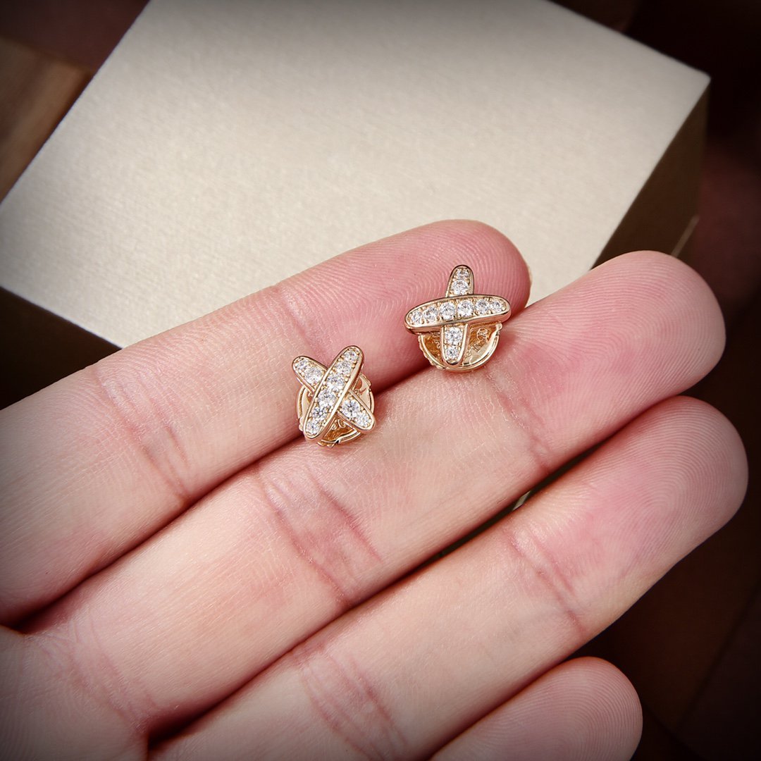 [Plus&Max]JEUX DE GOLD DIAMOND EARRINGS