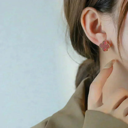 [Plus&Max]CLOVER MEDIUM 1 MOTIFS CARNELIAN  EARRINGS