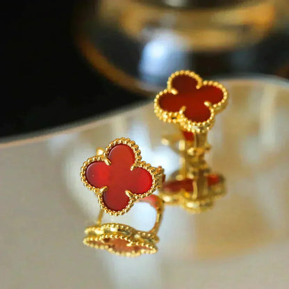 [Plus&Max]CLOVER MEDIUM 1 MOTIFS CARNELIAN  EARRINGS
