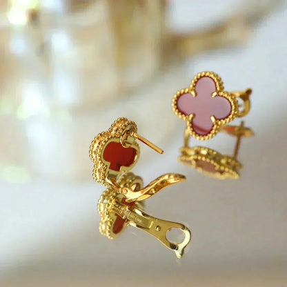 [Plus&Max]CLOVER MEDIUM 1 MOTIFS CARNELIAN  EARRINGS