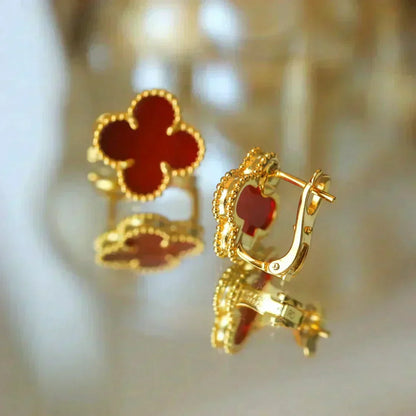 [Plus&Max]CLOVER MEDIUM 1 MOTIFS CARNELIAN  EARRINGS