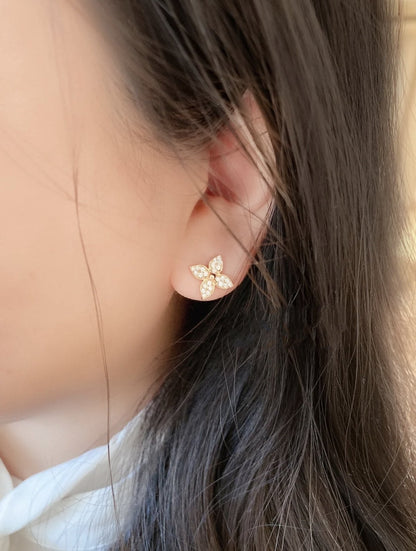 [Plus&Max]STAR BLOSSOM STUD EARRINGS PINK GOLD DIAMONDS