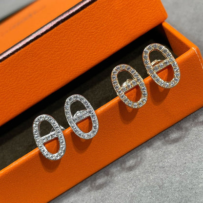 [Plus&Max]HM FULL DIAMOND PIG NOSE STUD EARRINGS