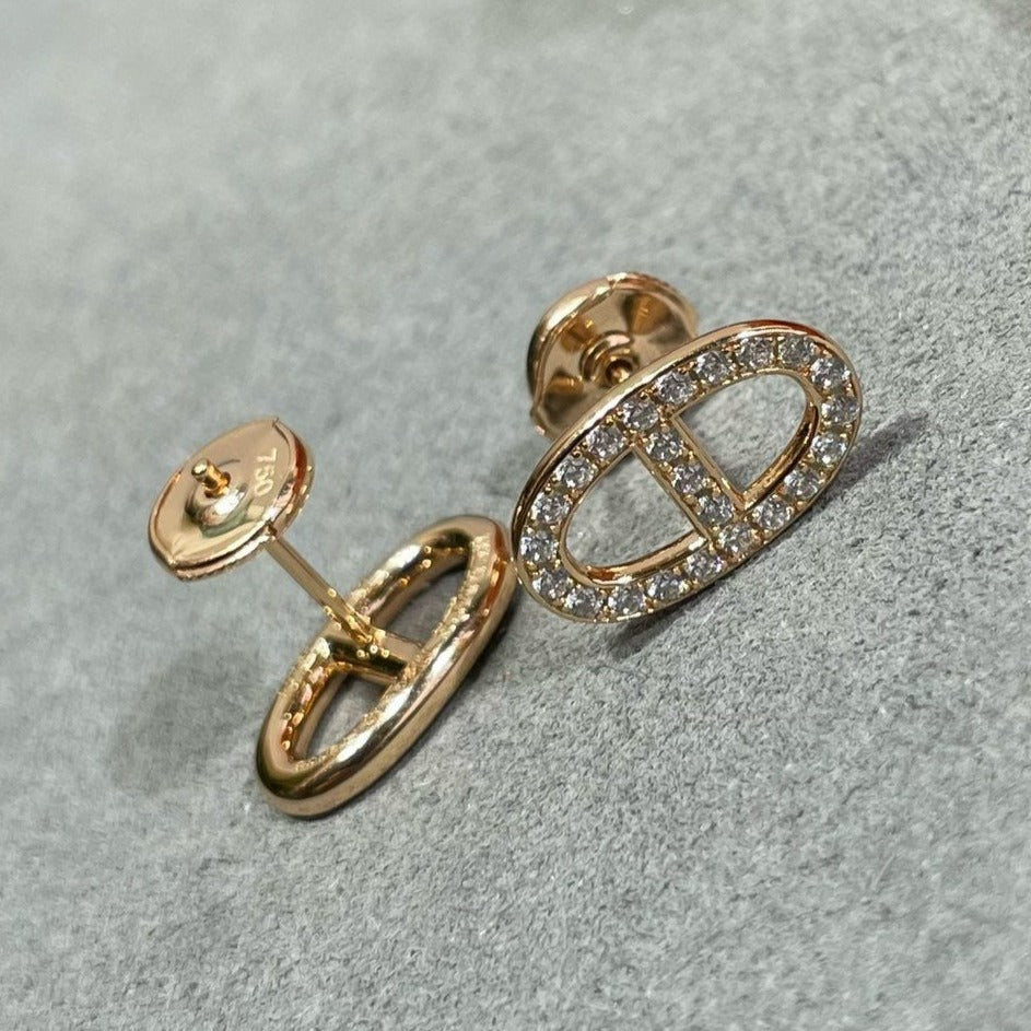 [Plus&Max]HM FULL DIAMOND PIG NOSE STUD EARRINGS