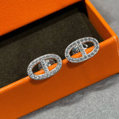 [Plus&Max]HM FULL DIAMOND PIG NOSE STUD EARRINGS
