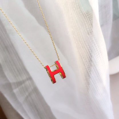 [Plus&Max]HM CLIC RED ENAMEL GOLD NECKLACE