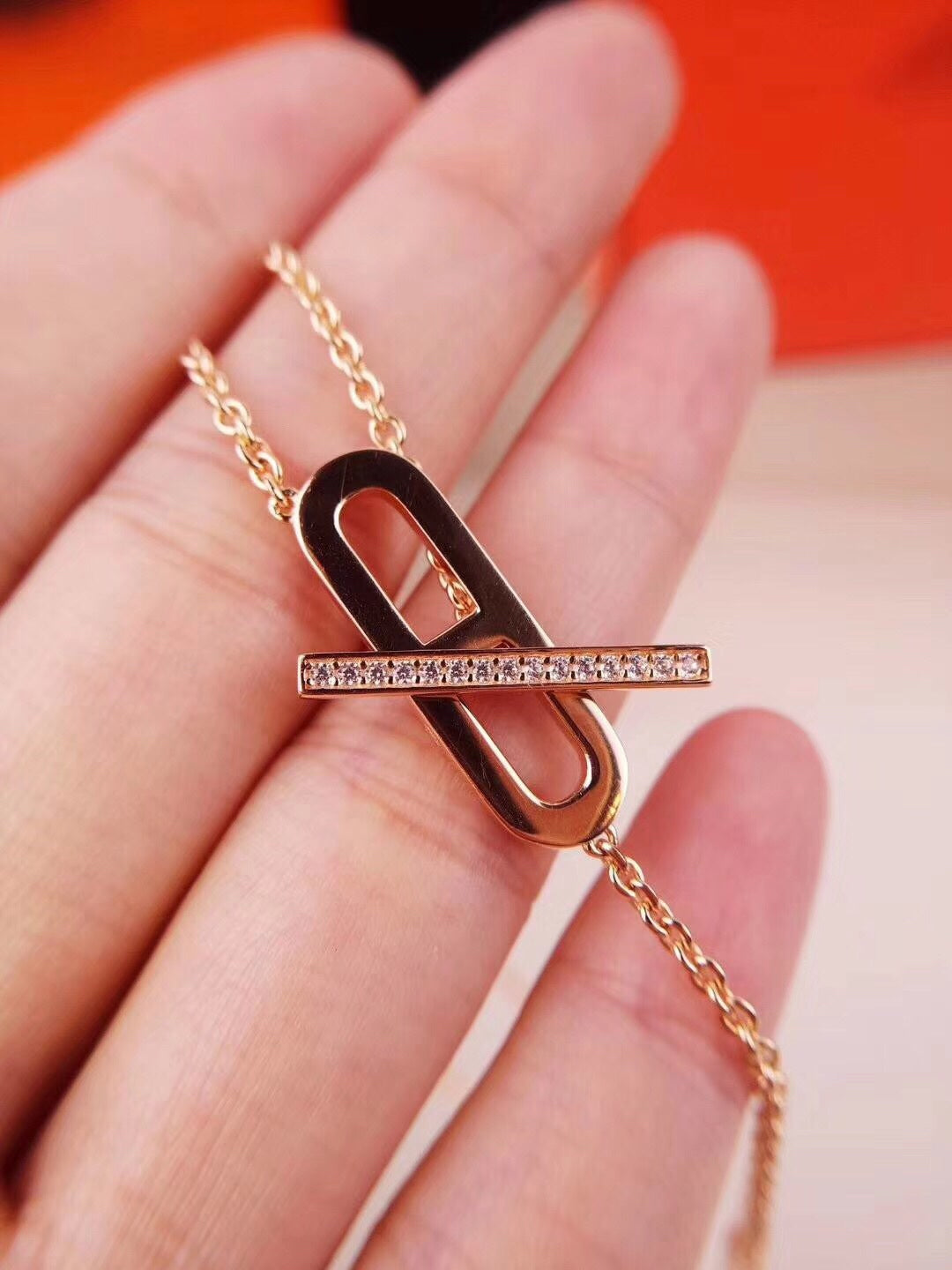 [Plus&Max]HM NECKLACE PLATINUM ROSE GOLD DIAMOND