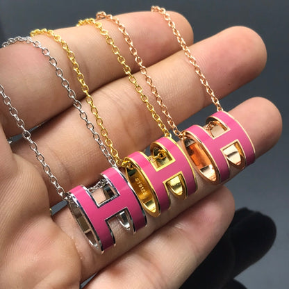 [Plus&Max]H NECKLACE PINK