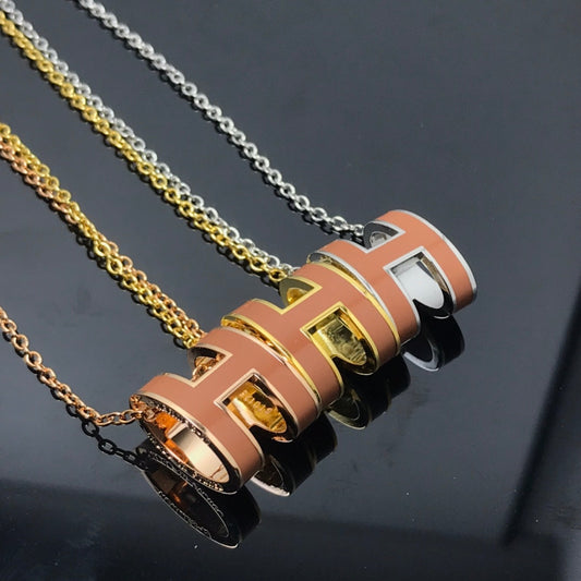 [Plus&Max]H NECKLACE BROWN