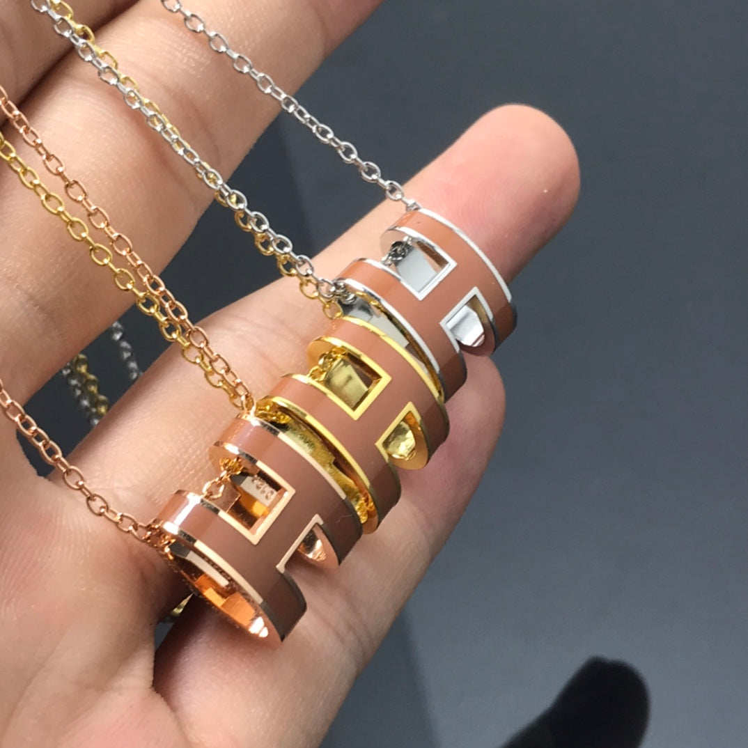 [Plus&Max]H NECKLACE BROWN