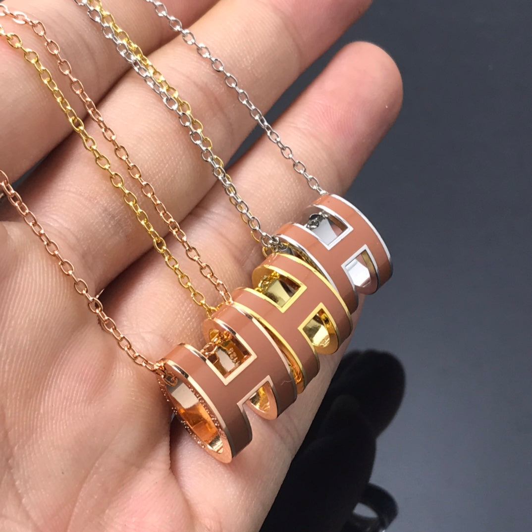 [Plus&Max]H NECKLACE BROWN