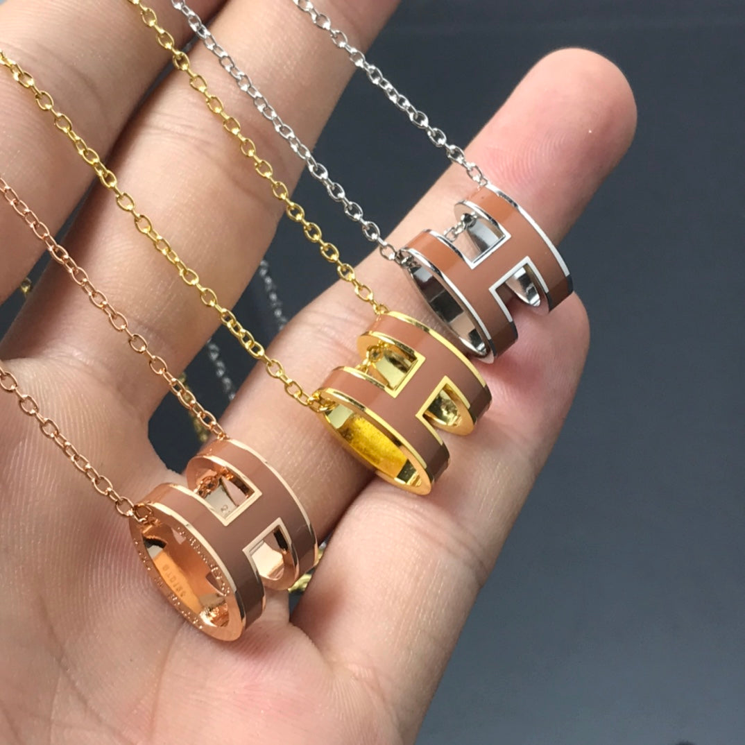 [Plus&Max]H NECKLACE BROWN