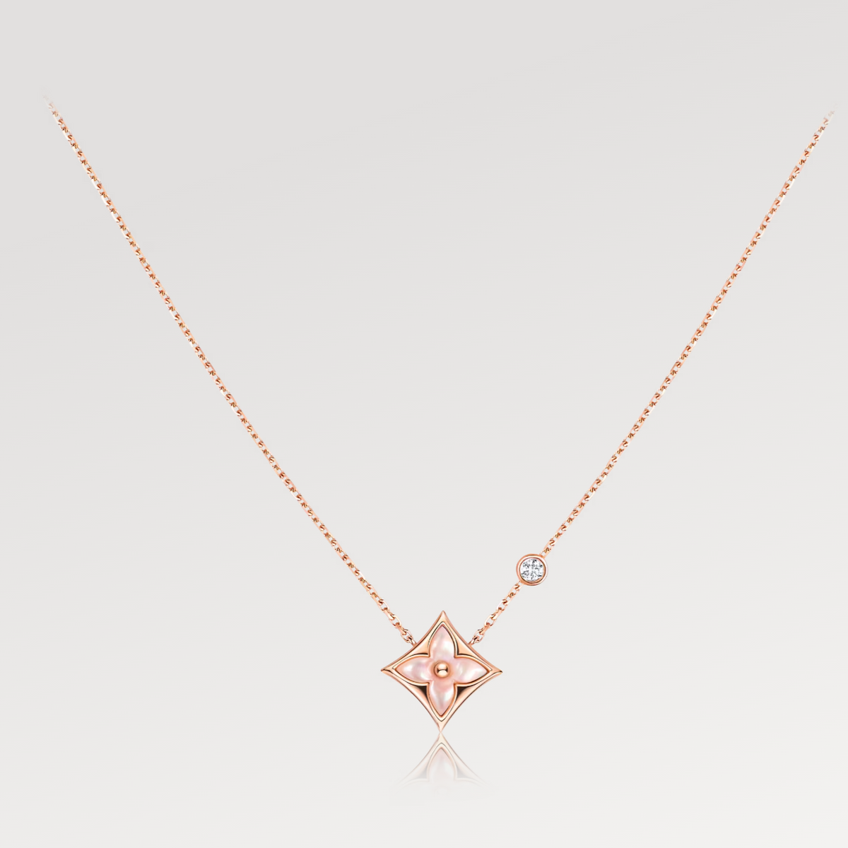 [Plus&Max]STAR PINK MOP 1 DIAMOND PINK GOLD NECKLACE