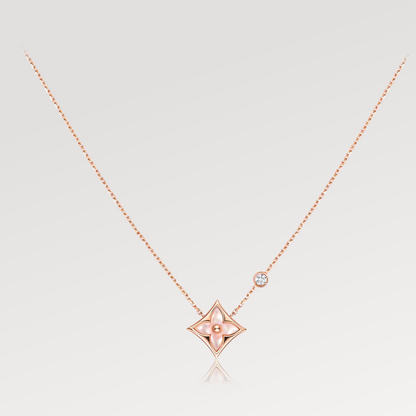[Plus&Max]STAR PINK MOP 1 DIAMOND PINK GOLD NECKLACE