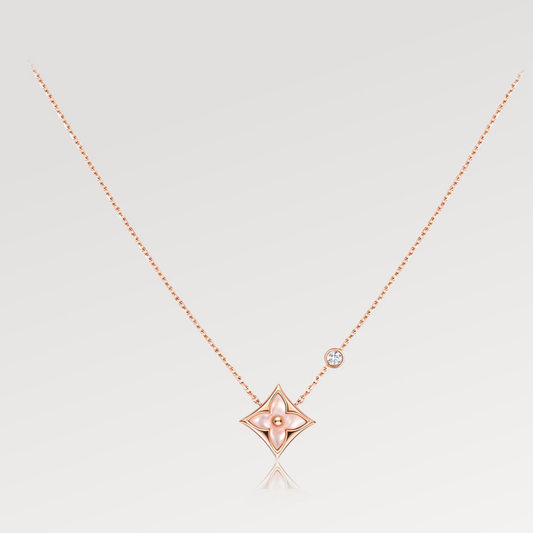 [Plus&Max]STAR PINK MOP 1 DIAMOND PINK GOLD NECKLACE