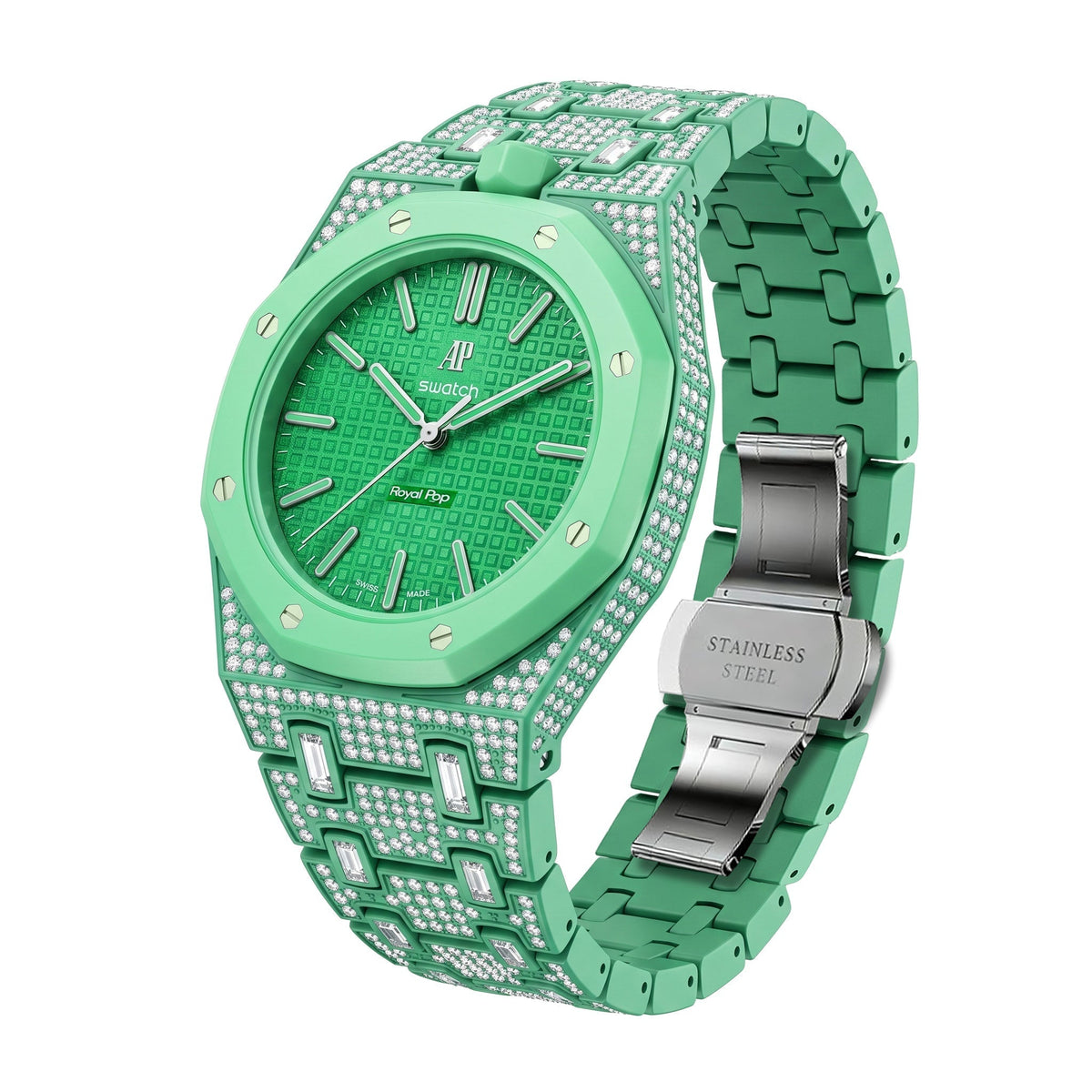 [Plus&Max]Royal Oak Pop Exclusive Bioceramic Case & Bioceramic Strap Full Diamond
