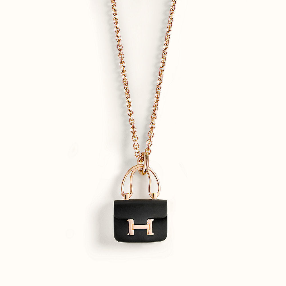 [Plus&Max]CONSTANCE BLACK PEDANT PINK GOLD NECKLACE