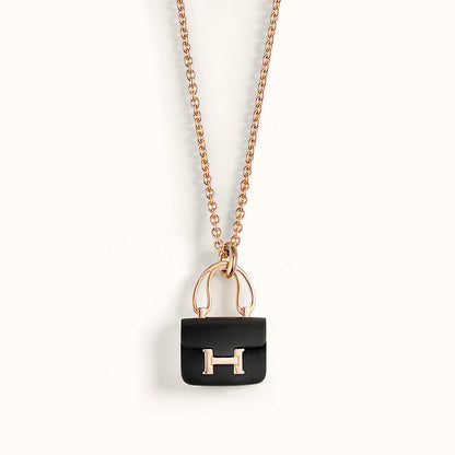 [Plus&Max]CONSTANCE BLACK PEDANT PINK GOLD NECKLACE