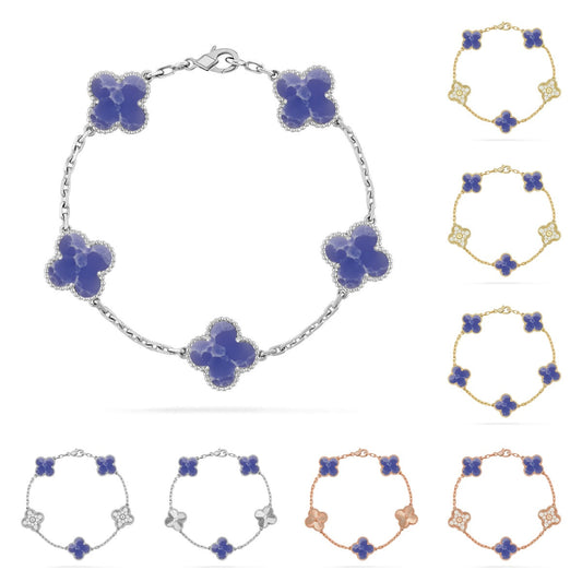 [Plus&Max]LUCKY CLOVER 5-MOTIF BRACELET - BLUE LARIMAR COLLECTION