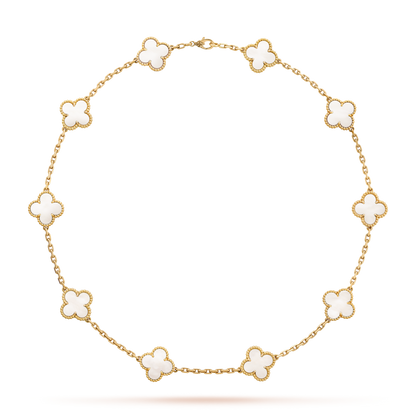 [Plus&Max]CLOVER 10 MOTIFS WHITE MOTHER OF PEARL NECKLACE