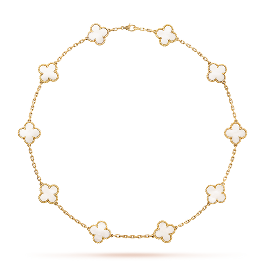 [Plus&Max]CLOVER 10 MOTIFS WHITE MOTHER OF PEARL NECKLACE