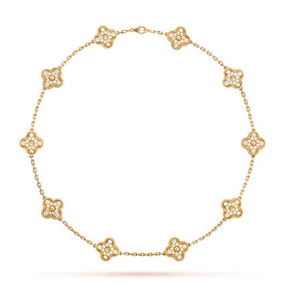 [Plus&Max]CLOVER 10 MOTIFS DIAMOND NECKLACE