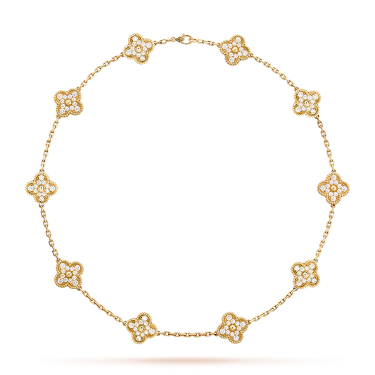 [Plus&Max]CLOVER 10 MOTIFS DIAMOND NECKLACE