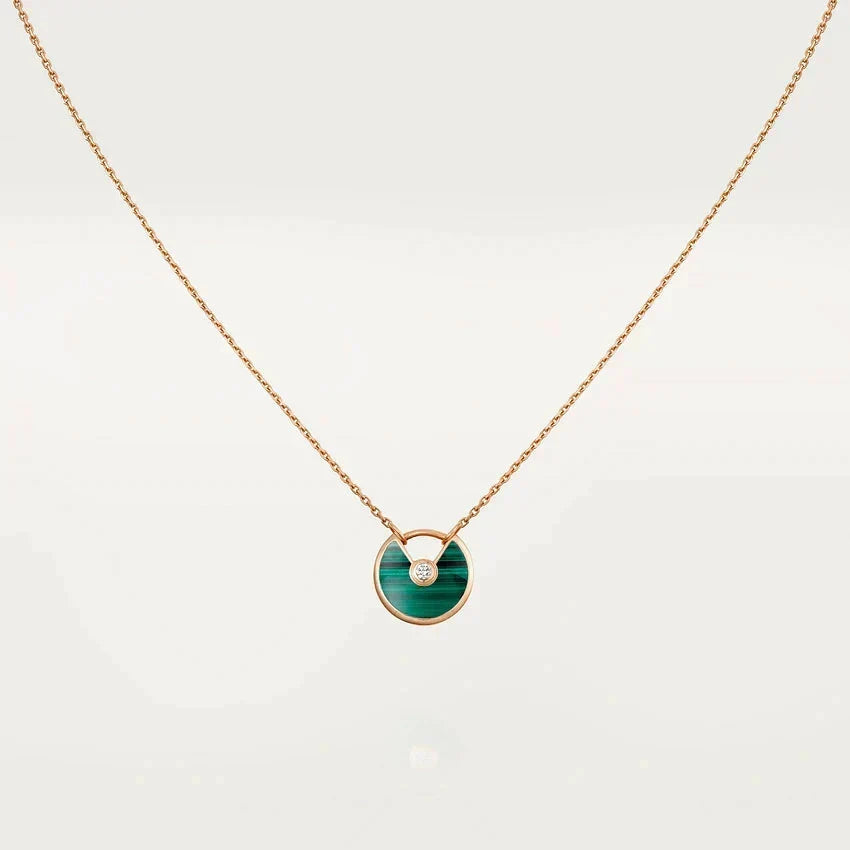 [Plus&Max]AMULETTE ROSE GOLD MALACHITE NECKLACE