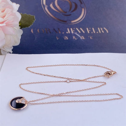 [Plus&Max]AMULETTE ROSE GOLD ONYX NECKLACE