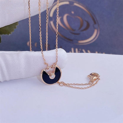 [Plus&Max]AMULETTE ROSE GOLD ONYX NECKLACE