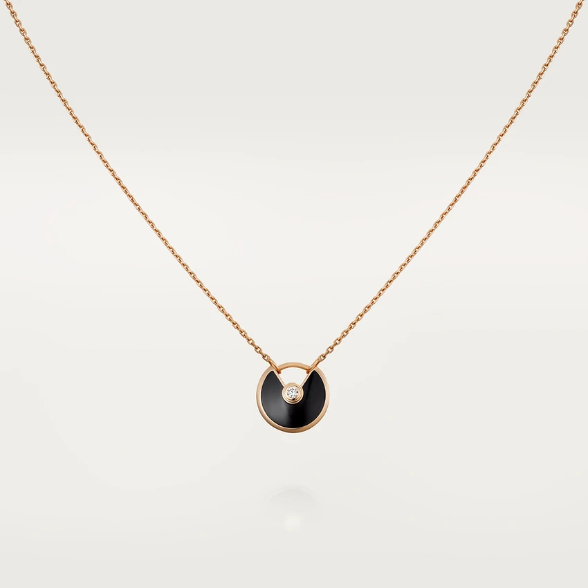 [Plus&Max]AMULETTE ROSE GOLD ONYX NECKLACE