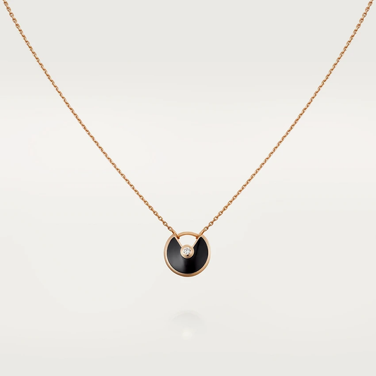 [Plus&Max]AMULETTE ROSE GOLD ONYX NECKLACE