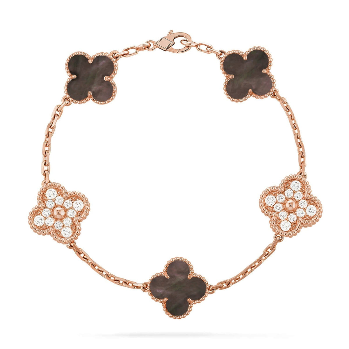 [Plus&Max]LUCKY CLOVER 5-MOTIF BRACELET - GREY MOTHER-OF-PEARL COLLECTION