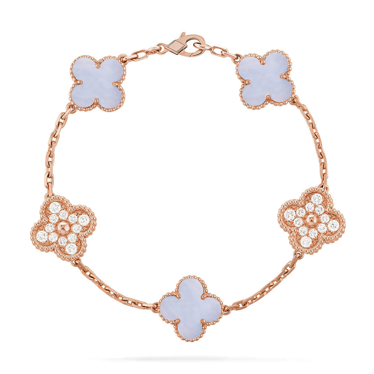[Plus&Max]LUCKY CLOVER 5-MOTIF BRACELET - PURPLE CHALCEDONY COLLECTION