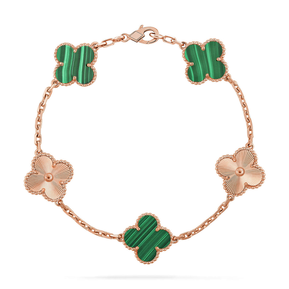 [Plus&Max]LUCKY CLOVER 5-MOTIF BRACELET - MALACHITE COLLECTION