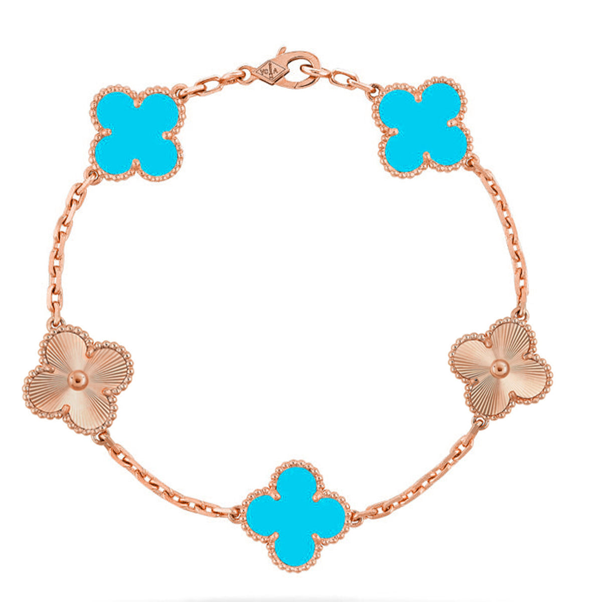 [Plus&Max]LUCKY CLOVER 5-MOTIF BRACELET - TURQUOISE COLLECTION