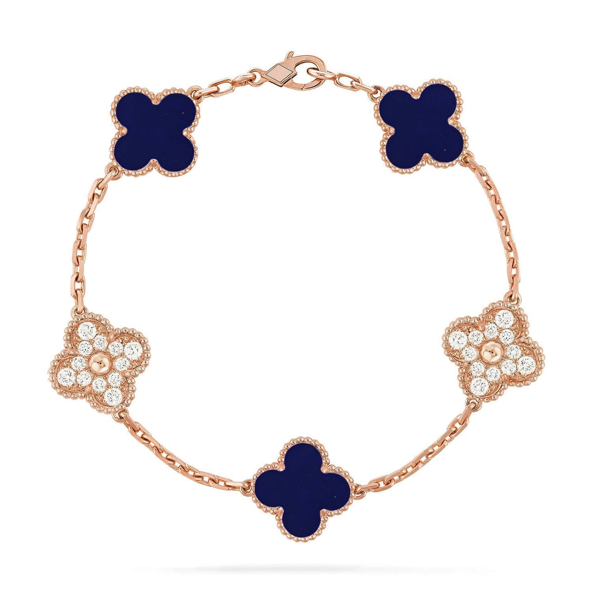 [Plus&Max]LUCKY CLOVER 5-MOTIF BRACELET - LAPIS LAZULI COLLECTION