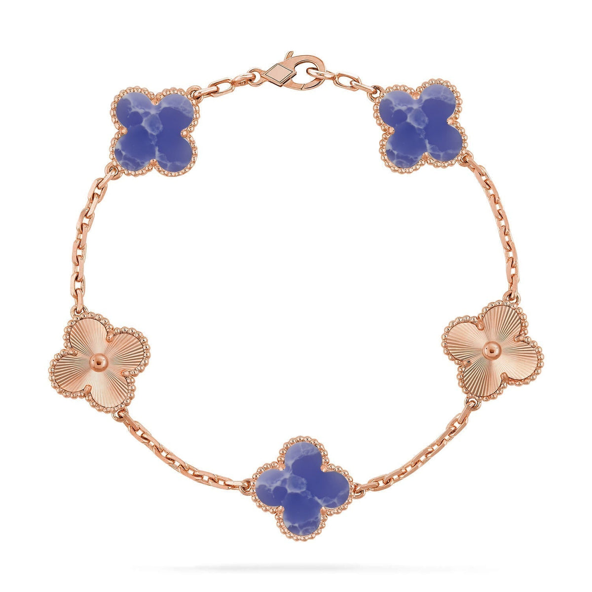 [Plus&Max]LUCKY CLOVER 5-MOTIF BRACELET - BLUE LARIMAR COLLECTION