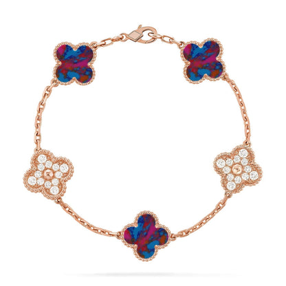 [Plus&Max]LUCKY CLOVER 5-MOTIF BRACELET - MULTI-GEM COLLECTION