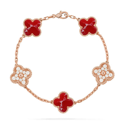 [Plus&Max]LUCKY CLOVER 5-MOTIF BRACELET - RED LARIMAR COLLECTION
