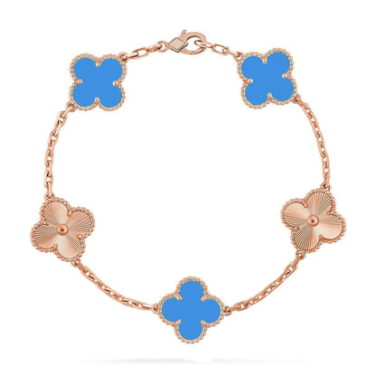 [Plus&Max]LUCKY CLOVER 5-MOTIF BRACELET - BLUE AGATE COLLECTION