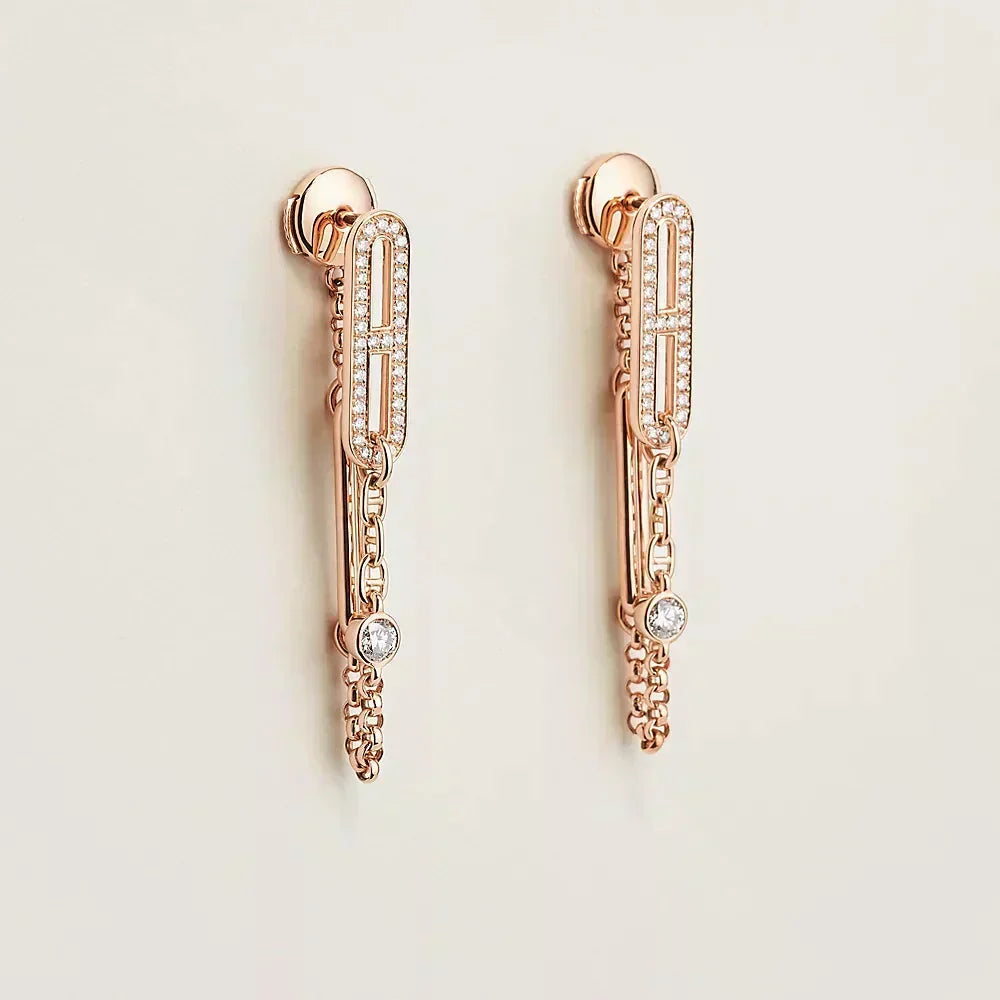 [Plus&Max]CHAINE CHAOS DIAMOND DROP EARRINGS
