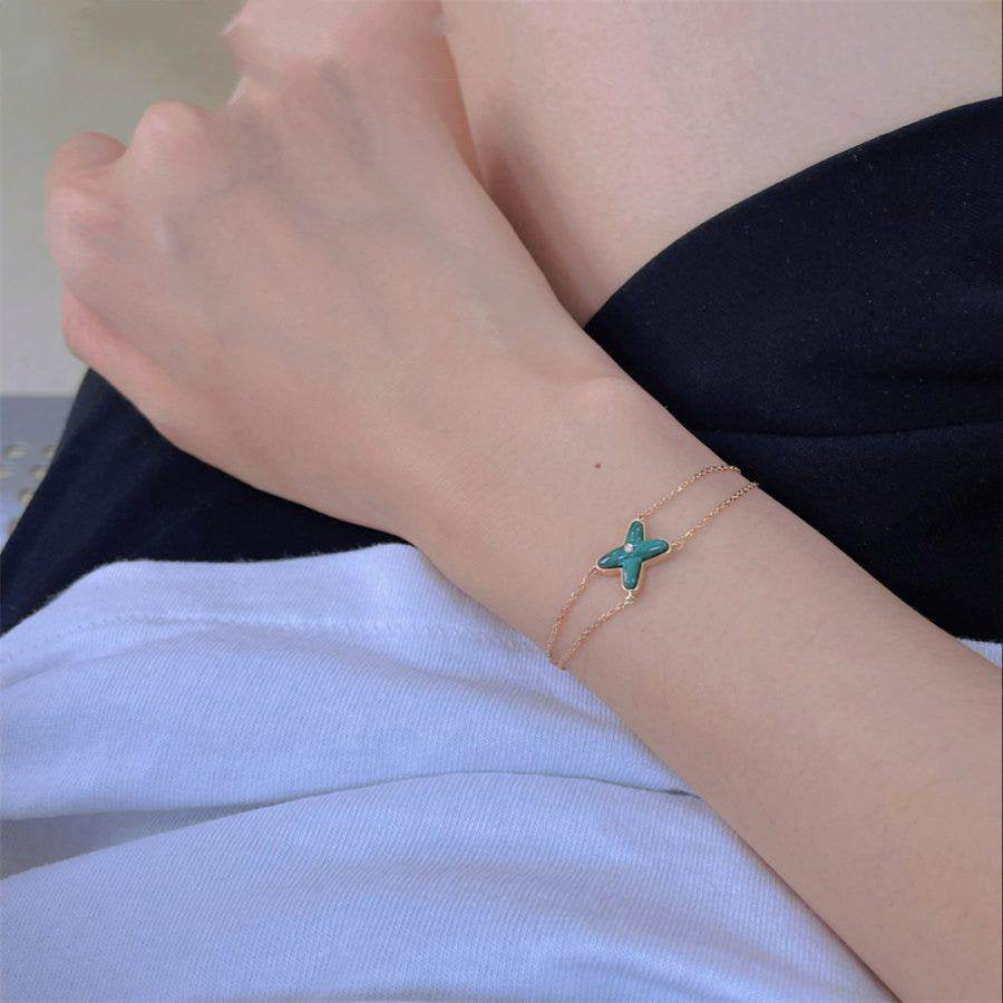 [Plus&Max]JEUX BRACELET MALACHITE PINK GOLD 1 DIAMOND