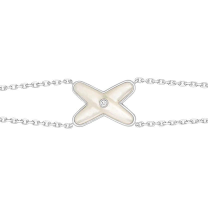 [Plus&Max]JEUX BRACELET WHITE MOP SILVER 1 DIAMOND