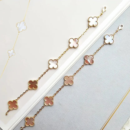 [Plus&Max]LUCKY CLOVER 5-MOTIF BRACELET - PINK MOTHER-OF-PEARL COLLECTION