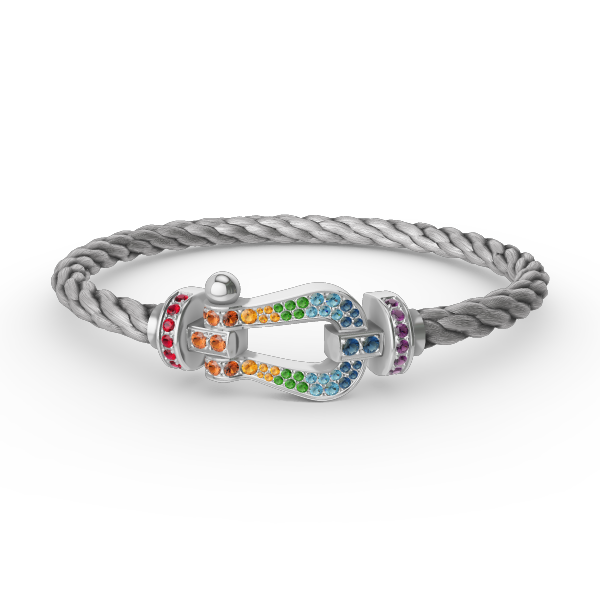 [Plus&Max]FORC LARGE HORSESHOE  COLORED DIAMOND BRACELET SILVER