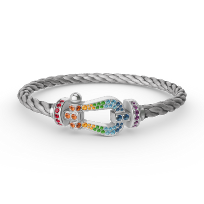 [Plus&Max]FORC LARGE HORSESHOE  COLORED DIAMOND BRACELET SILVER
