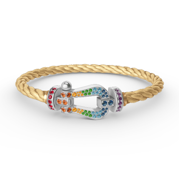 [Plus&Max]FORC LARGE HORSESHOE  COLORED DIAMOND BRACELET SILVER